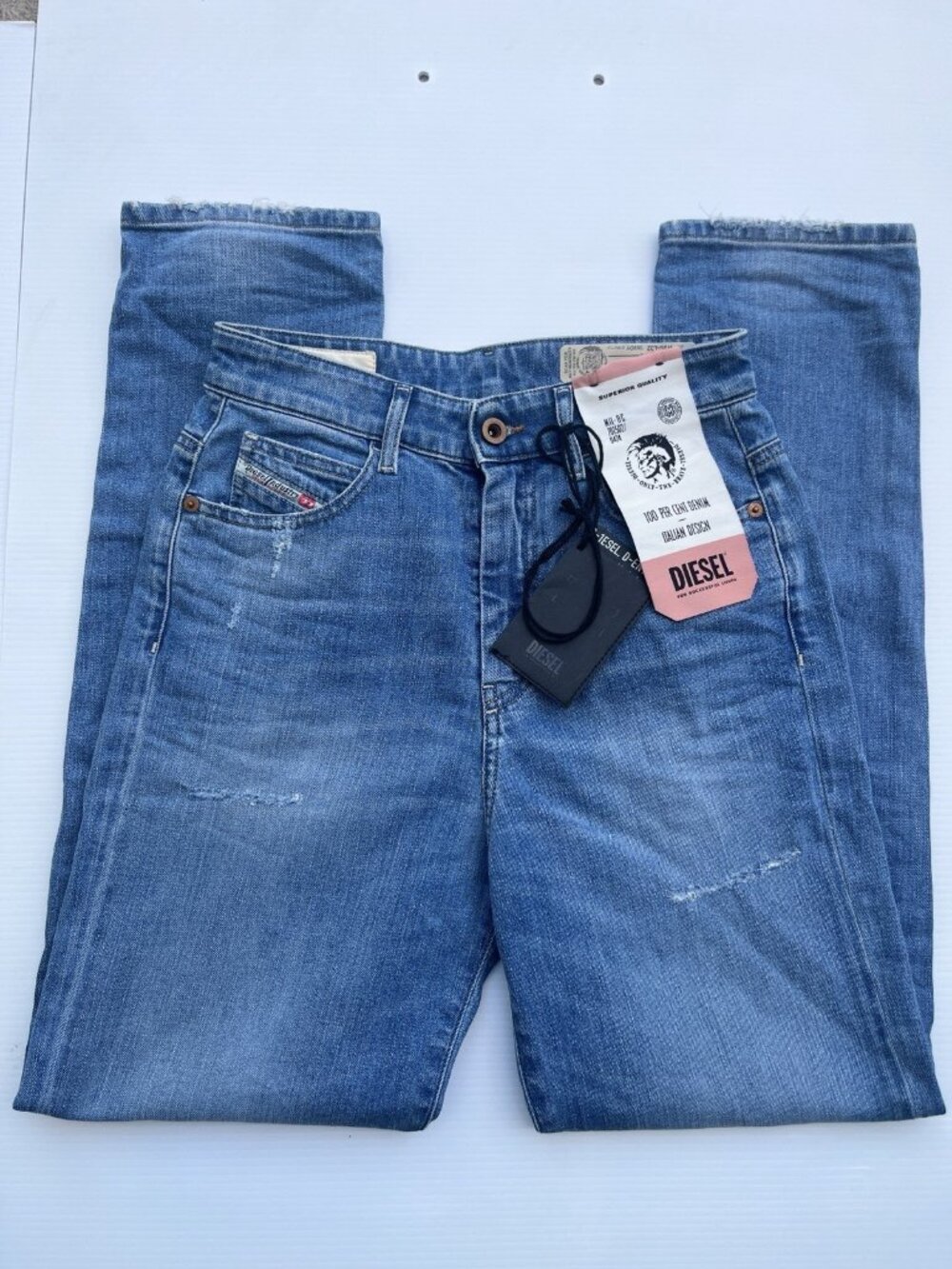 NWT Diesel D-Eiselle Straight High Waist Jeans Women's W26 L32 Blue Stretch